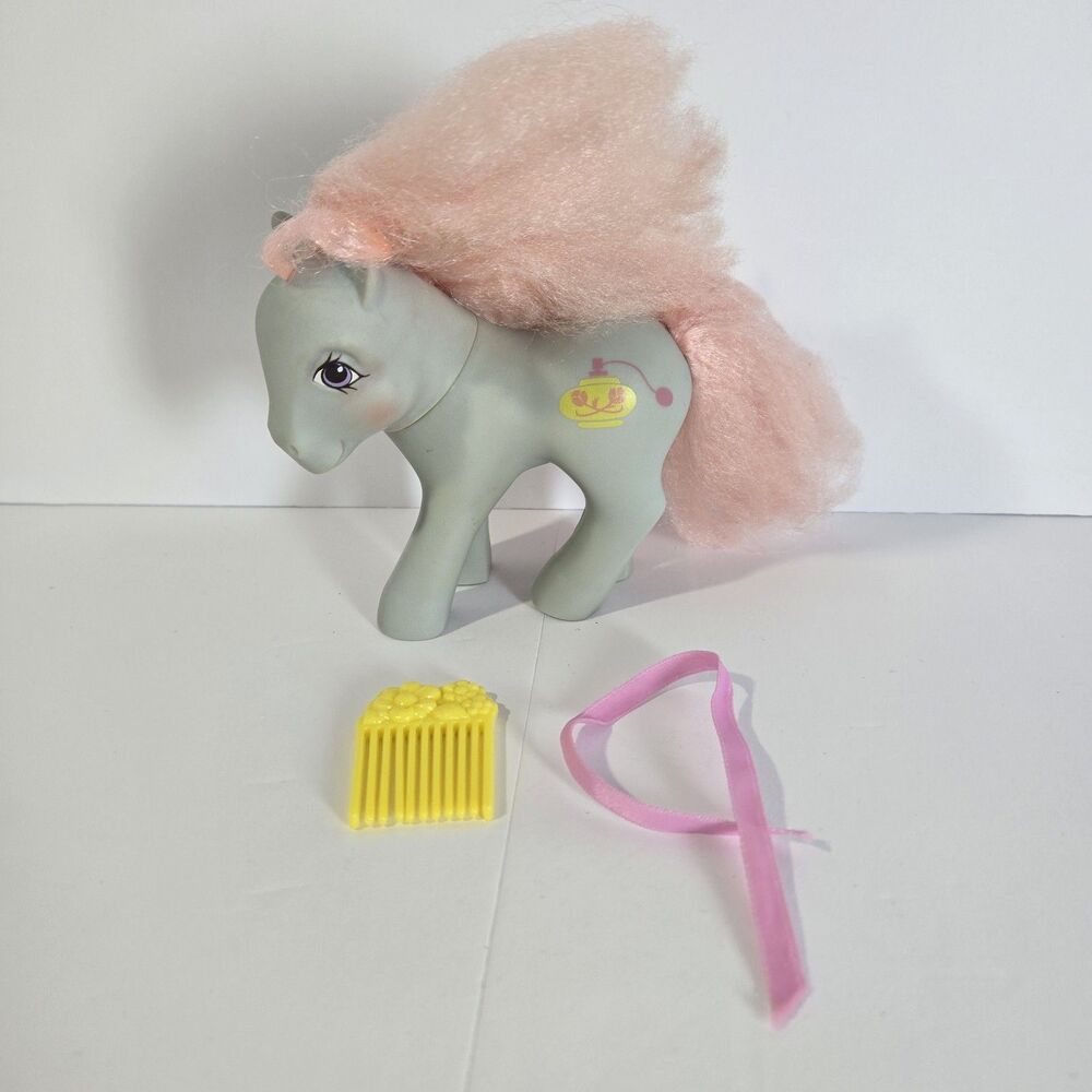 Vintage G1 My Little Pony Dainty Dahlia Perfume Puff 1987 Hasbro w/ Comb Ribbon